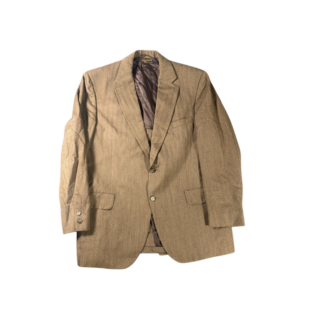 Brooks Brothers 346 Mens Brown Herringbone Blazer Sport Coat Made in USA 2 buton